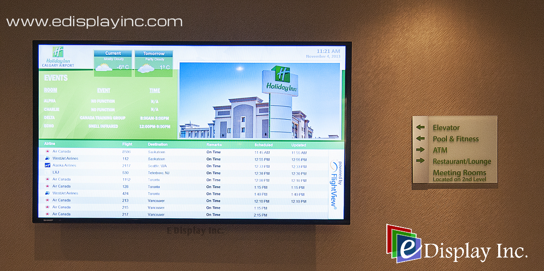 Digital Signage at Holiday Inn, Calgary International Airport by E Display Inc.